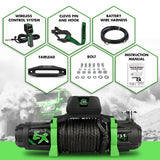 STEGODON Jungle EX 13500 lb. 12V Electric Winch Synthetic Rope with 2 in 1 Wireless Remote for Towing Jeep Truck Off Road