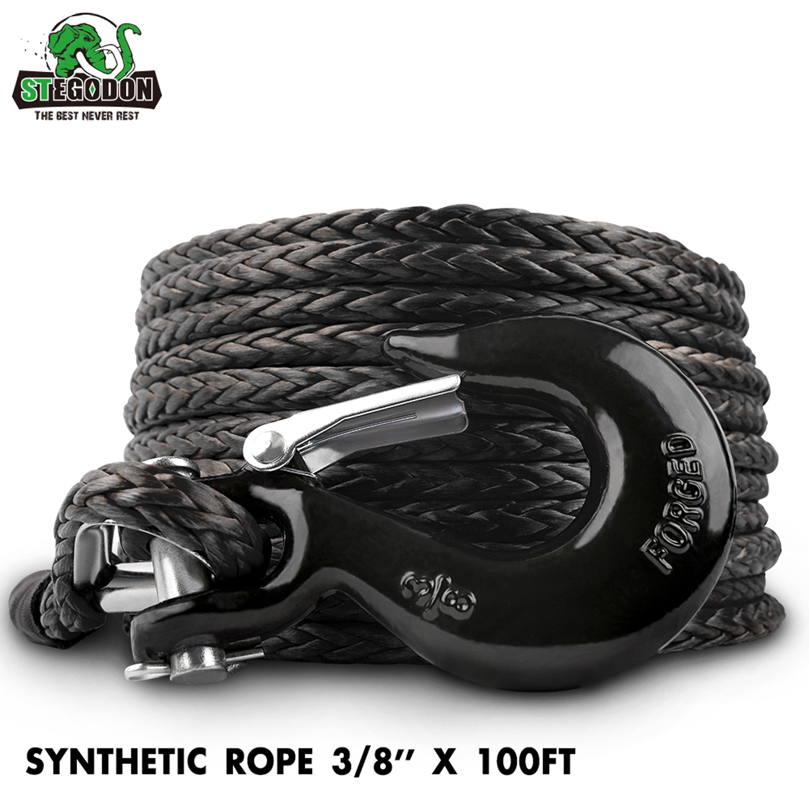 Cainozo Winch Rope Synthetic Winch Rope 3/8''X100FT Dyneema Winch