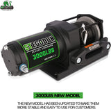 STEGODON New 3000 lb,12V Synthetic Rope Winch with Wireless Handheld Remote and Wired Handle, Electric Winch with Hawse Fairlead