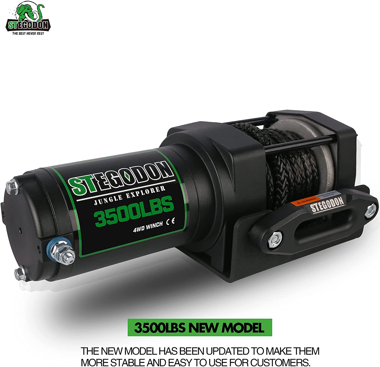 STEGODON New 3500 lb,12V Synthetic Rope Winch with Wireless